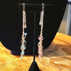 Pair of Silver Plated Bracelets With Blue/Pink Beads